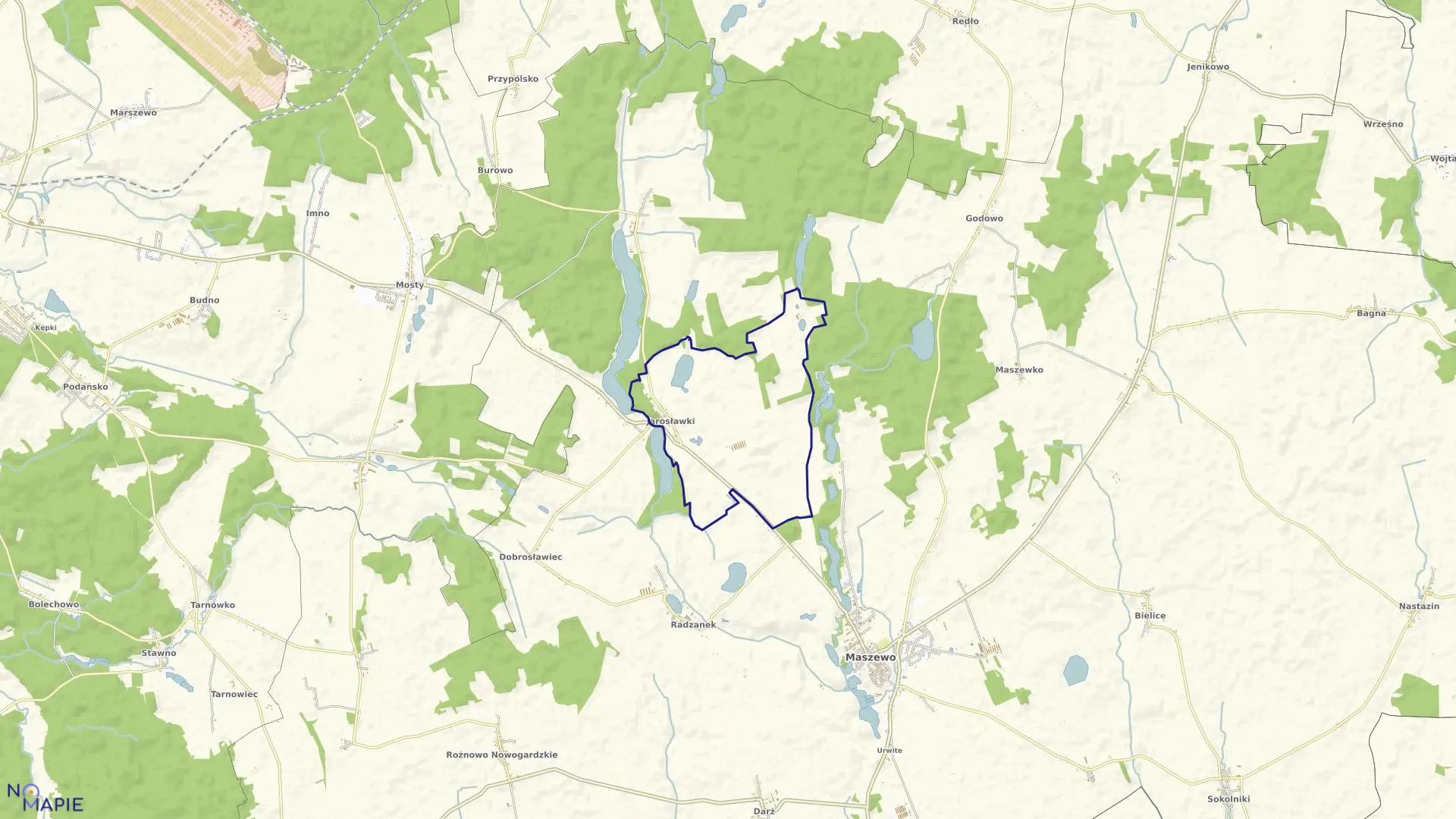 Mapa obrębu Jarosławki w gminie Maszewo