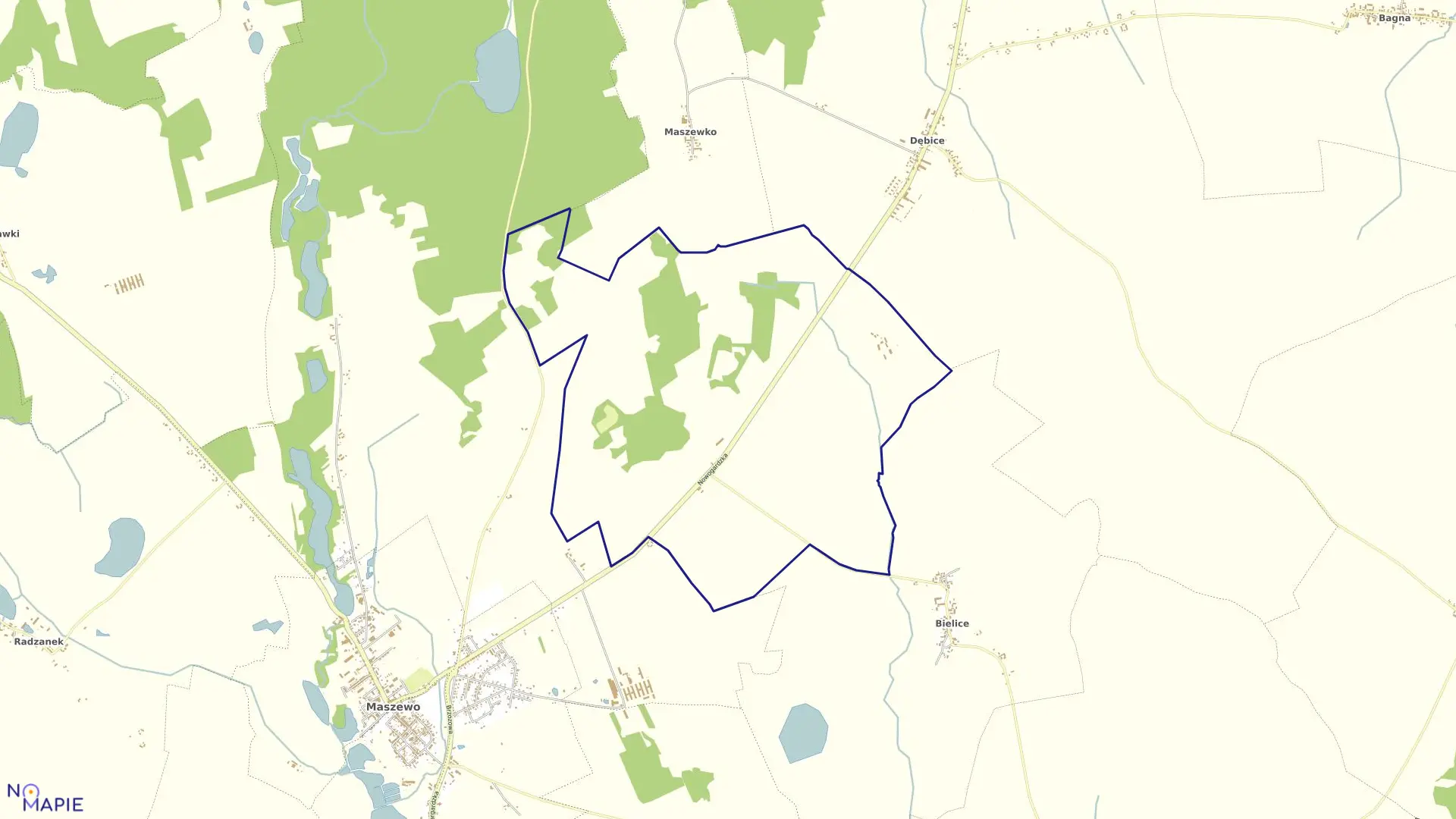 Mapa obrębu Stodólska w gminie Maszewo